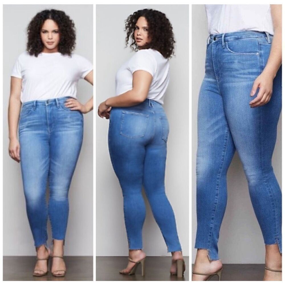 Good American Good Waist Step Hem Skinny Jeans Size 8 GWSH367T